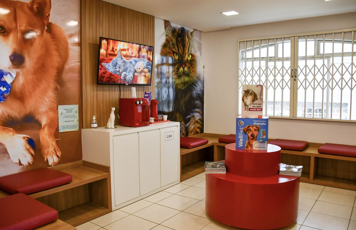 Sala de espera da Clínica Veterinária 7 Vidas